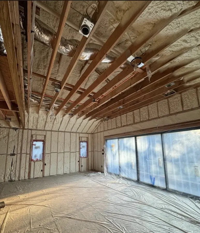 Interior walls and ceiling insulated with spray foam during new construction in Clewiston